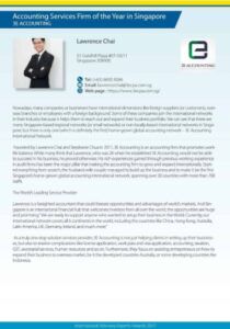 3E Accounting Bags “Accounting Services Firm of the Year in Singapore” awarded by International Advisory Experts 2017 Awards